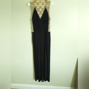 XSCAPE Mesh sequin jumpsuit